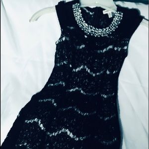 Black Lace and studded Collar Girls Dress